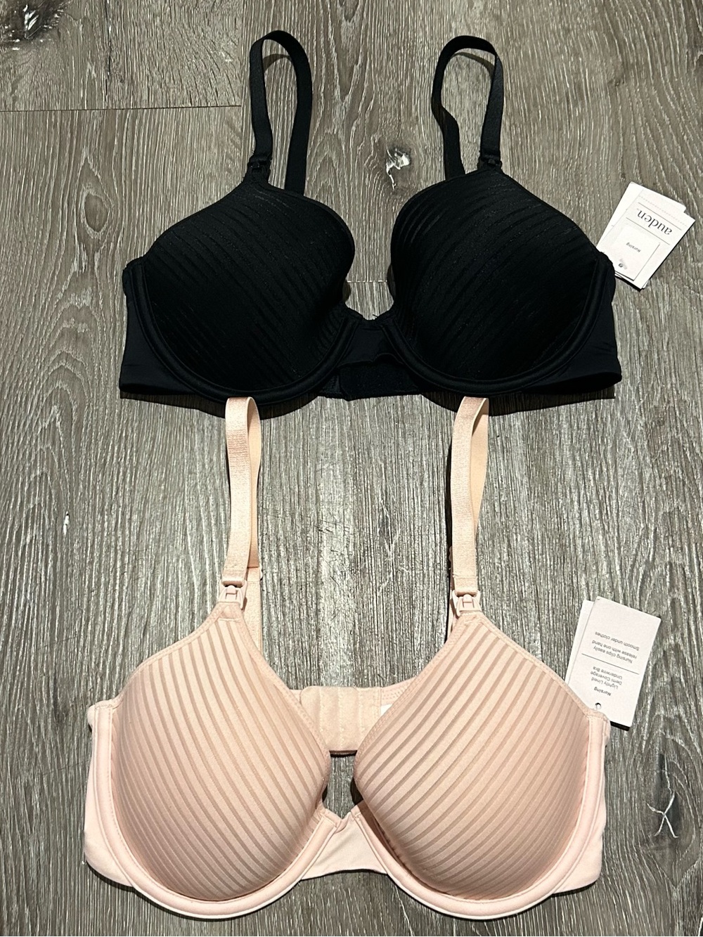NWT 32D Auden Lightly Lined Demi Coverage Underwire Nursing Bras Pink Black